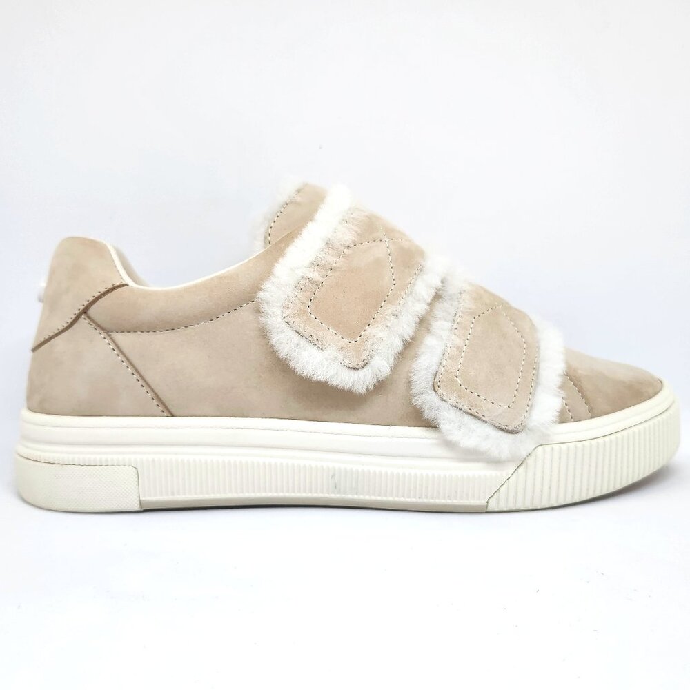 Marc Cain Women's Cream/Light Brown Leather Sneaker W/Faux Fur Lining Size 8.5
